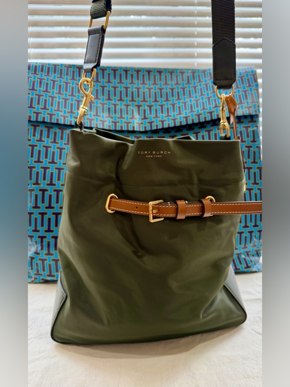 Tory Burch Perry Nylon drawstring bucket bag
